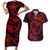 Polynesian Turtle Valentine Couples Matching Short Sleeve Bodycon Dress and Hawaiian Shirt You And Me Red Hibiscus Heart LT01 Red - Polynesian Pride