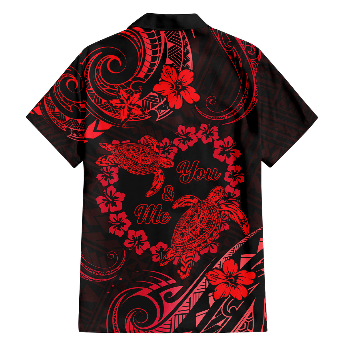 Polynesian Turtle Valentine Family Matching Long Sleeve Bodycon Dress and Hawaiian Shirt You And Me Red Hibiscus Heart LT01 - Polynesian Pride