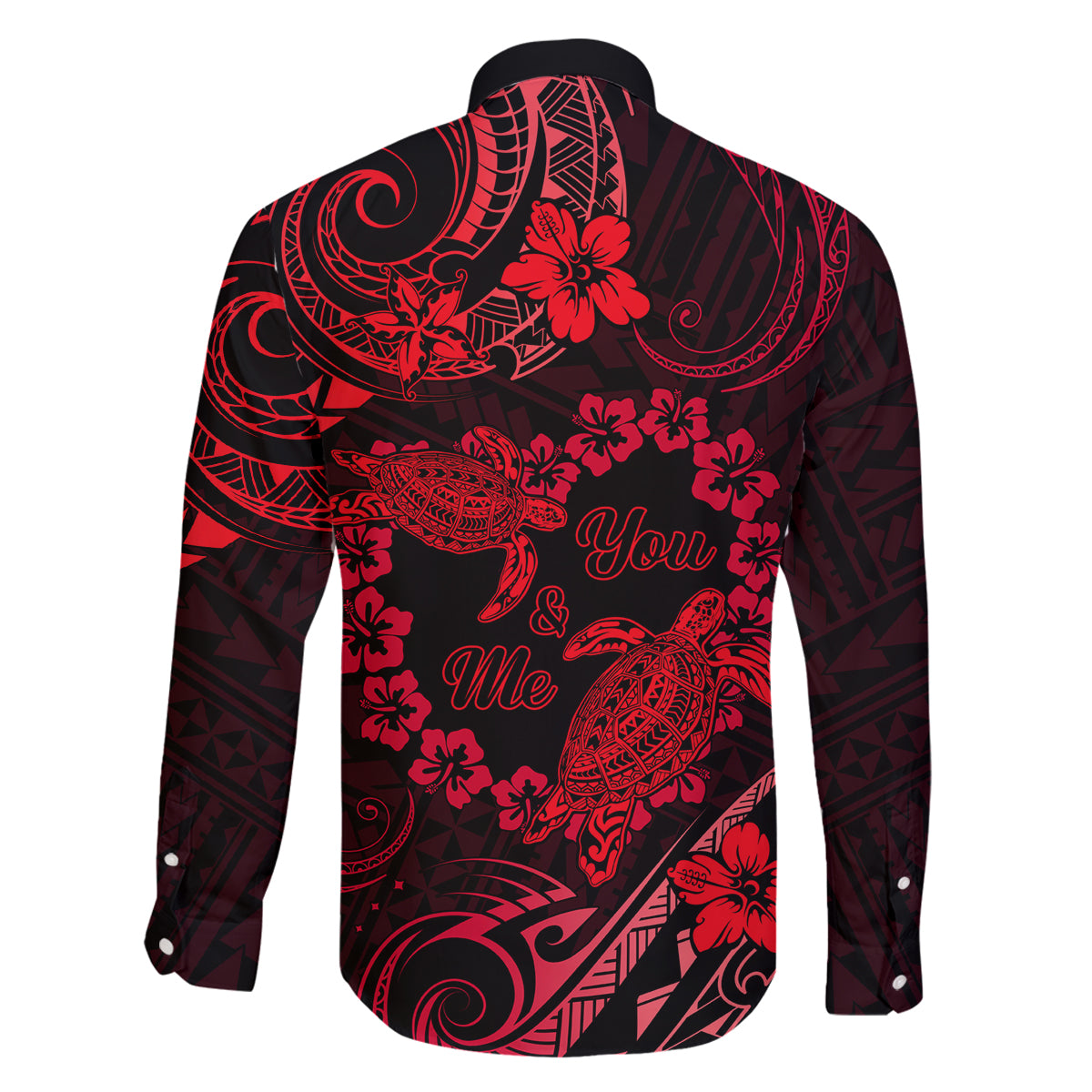 Polynesian Turtle Valentine Family Matching Tank Maxi Dress and Hawaiian Shirt You And Me Red Hibiscus Heart LT01 - Polynesian Pride