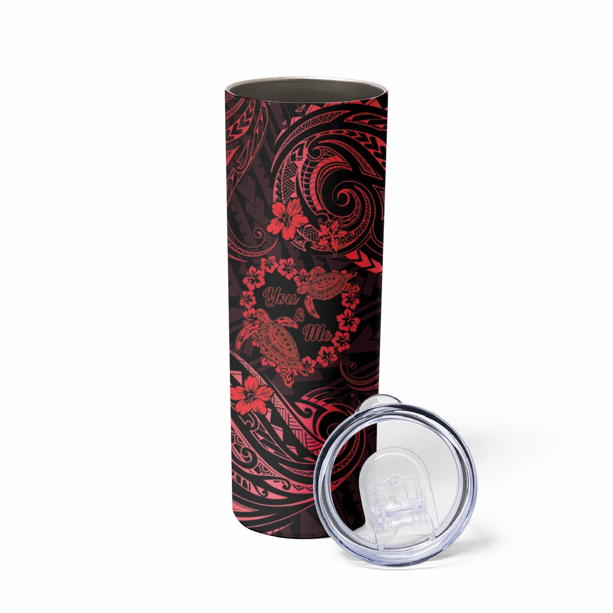 Polynesian Turtle Valentine Skinny Tumbler You And Me Red Hibiscus Heart