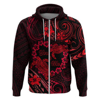 Polynesian Turtle Valentine Zip Hoodie You And Me Red Hibiscus Heart LT01 Zip Hoodie Red - Polynesian Pride