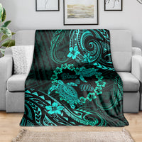 Polynesian Turtle Valentine Blanket You And Me Turquoise Hibiscus Heart LT01 - Polynesian Pride