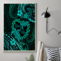 Polynesian Turtle Valentine Canvas Wall Art You And Me Turquoise Hibiscus Heart LT01 - Polynesian Pride