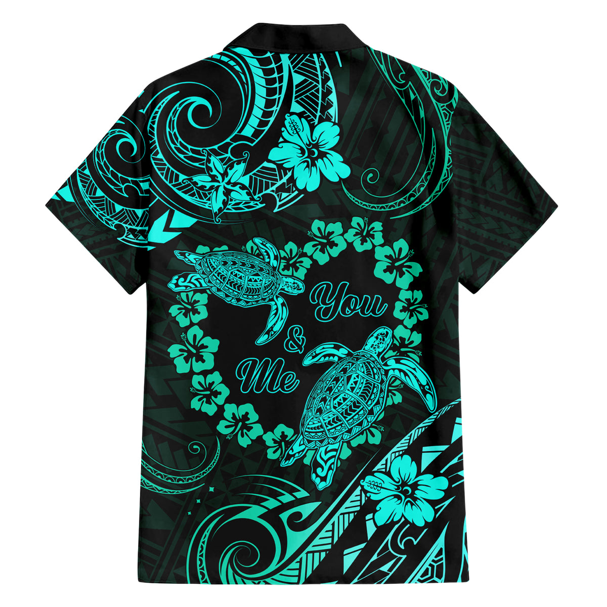 Polynesian Turtle Valentine Hawaiian Shirt You And Me Turquoise Hibiscus Heart LT01 - Polynesian Pride