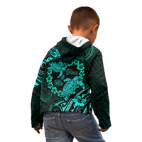 Polynesian Turtle Valentine Kid Hoodie You And Me Turquoise Hibiscus Heart LT01 - Polynesian Pride