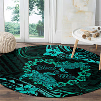 Polynesian Turtle Valentine Round Carpet You And Me Turquoise Hibiscus Heart LT01 - Polynesian Pride