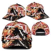 Hawaii Japanese Culture Black Classic Cap Spring Cranes Aloha Pattern