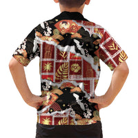 Hawaii Japanese Culture Black Family Matching Long Sleeve Bodycon Dress and Hawaiian Shirt Spring Cranes Aloha Pattern LT01 - Polynesian Pride
