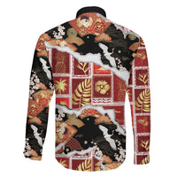 Hawaii Japanese Culture Black Family Matching Mermaid Dress and Hawaiian Shirt Spring Cranes Aloha Pattern LT01 - Polynesian Pride
