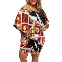 Hawaii Japanese Culture Black Family Matching Off Shoulder Short Dress and Hawaiian Shirt Spring Cranes Aloha Pattern LT01 Mom's Dress Black - Polynesian Pride