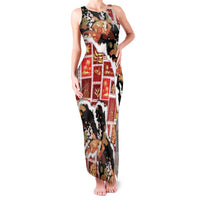Hawaii Japanese Culture Black Family Matching Tank Maxi Dress and Hawaiian Shirt Spring Cranes Aloha Pattern LT01 Mom's Dress Black - Polynesian Pride