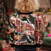Hawaii Japanese Culture Black Kid Ugly Christmas Sweater Spring Cranes Aloha Pattern LT01 - Polynesian Pride