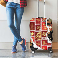 Hawaii Japanese Culture Black Luggage Cover Spring Cranes Aloha Pattern