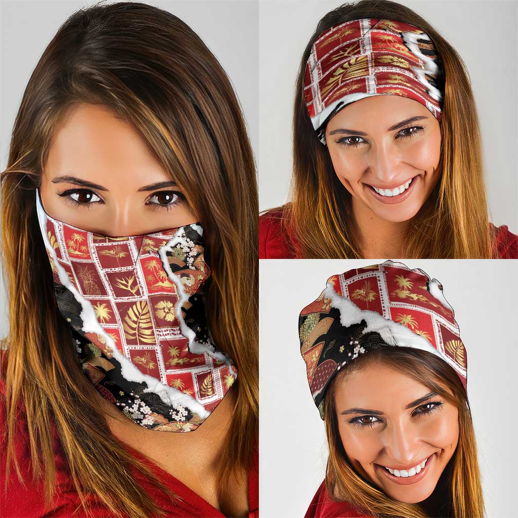 Hawaii Japanese Culture Black Neck Gaiter Spring Cranes Aloha Pattern