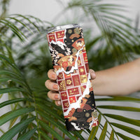 Hawaii Japanese Culture Black Skinny Tumbler Spring Cranes Aloha Pattern