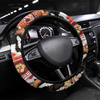 Hawaii Japanese Culture Black Steering Wheel Cover Spring Cranes Aloha Pattern