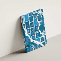 Hawaii Japanese Culture Blue Canvas Wall Art Spring Cranes Aloha Pattern