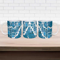 Hawaii Japanese Culture Blue Ceramic Mug Spring Cranes Aloha Pattern