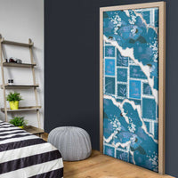 Hawaii Japanese Culture Blue Door Cover Spring Cranes Aloha Pattern