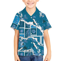 Hawaii Japanese Culture Blue Family Matching Long Sleeve Bodycon Dress and Hawaiian Shirt Spring Cranes Aloha Pattern LT01 Son's Shirt Blue - Polynesian Pride