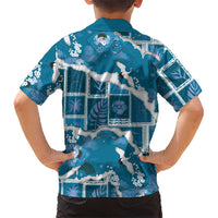 Hawaii Japanese Culture Blue Family Matching Off Shoulder Maxi Dress and Hawaiian Shirt Spring Cranes Aloha Pattern