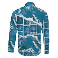 Hawaii Japanese Culture Blue Family Matching Short Sleeve Bodycon Dress and Hawaiian Shirt Spring Cranes Aloha Pattern LT01 - Polynesian Pride