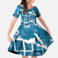 Hawaii Japanese Culture Blue Family Matching Tank Maxi Dress and Hawaiian Shirt Spring Cranes Aloha Pattern LT01 Daughter's Dress Blue - Polynesian Pride