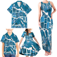 Hawaii Japanese Culture Blue Family Matching Tank Maxi Dress and Hawaiian Shirt Spring Cranes Aloha Pattern LT01 - Polynesian Pride