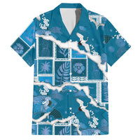 Hawaii Japanese Culture Blue Hawaiian Shirt Spring Cranes Aloha Pattern