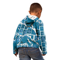 Hawaii Japanese Culture Blue Kid Hoodie Spring Cranes Aloha Pattern