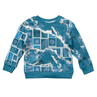 Hawaii Japanese Culture Blue Kid Ugly Christmas Sweater Spring Cranes Aloha Pattern LT01 Kid Blue - Polynesian Pride