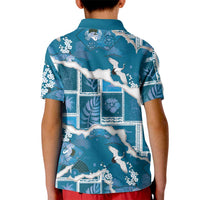 Hawaii Japanese Culture Blue Kid Polo Shirt Spring Cranes Aloha Pattern