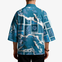 Hawaii Japanese Culture Blue Kimono Spring Cranes Aloha Pattern