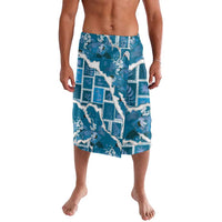 Hawaii Japanese Culture Blue Lavalava Spring Cranes Aloha Pattern