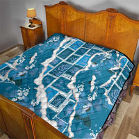 Hawaii Japanese Culture Blue Quilt Spring Cranes Aloha Pattern