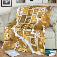 Hawaii Japanese Culture Gold Blanket Spring Cranes Aloha Pattern