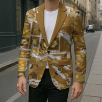 Hawaii Japanese Culture Gold Blazer Spring Cranes Aloha Pattern