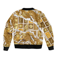 Hawaii Japanese Culture Gold Bomber Jacket Spring Cranes Aloha Pattern