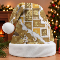 Hawaii Japanese Culture Gold Christmas Santa Hat Spring Cranes Aloha Pattern LT01 Without Fur Gold - Polynesian Pride