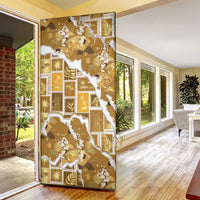 Hawaii Japanese Culture Gold Door Cover Spring Cranes Aloha Pattern