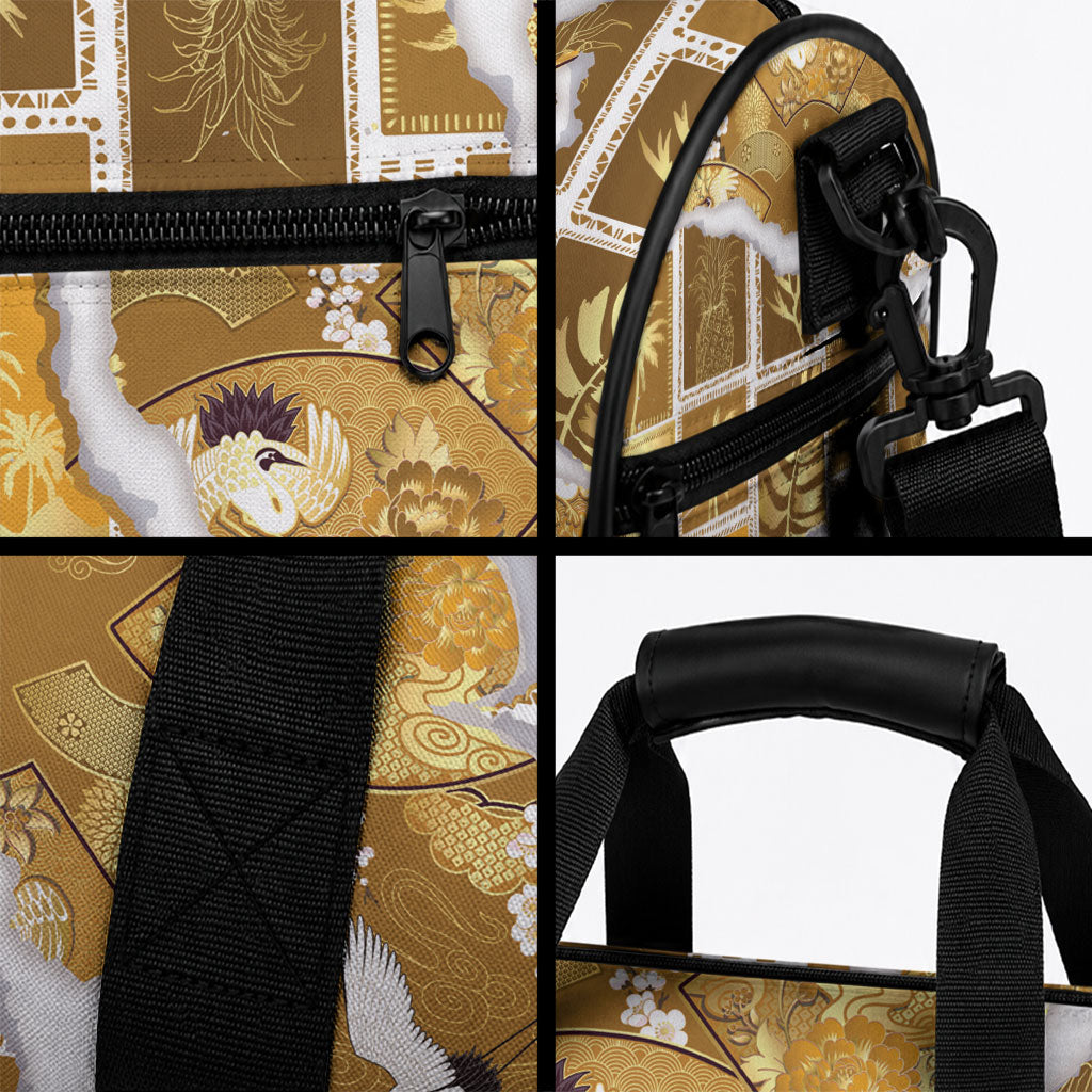Hawaii Japanese Culture Gold Duffle Bag Spring Cranes Aloha Pattern LT01 - Polynesian Pride