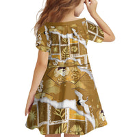 Hawaii Japanese Culture Gold Family Matching Off The Shoulder Long Sleeve Dress and Hawaiian Shirt Spring Cranes Aloha Pattern LT01 - Polynesian Pride