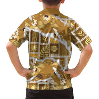 Hawaii Japanese Culture Gold Family Matching Short Sleeve Bodycon Dress and Hawaiian Shirt Spring Cranes Aloha Pattern LT01 - Polynesian Pride