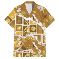 Hawaii Japanese Culture Gold Hawaiian Shirt Spring Cranes Aloha Pattern
