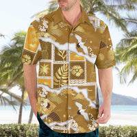 Hawaii Japanese Culture Gold Hawaiian Shirt Spring Cranes Aloha Pattern