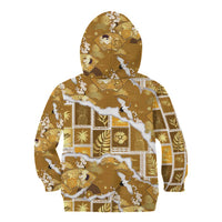 Hawaii Japanese Culture Gold Kid Hoodie Spring Cranes Aloha Pattern
