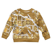 Hawaii Japanese Culture Gold Kid Ugly Christmas Sweater Spring Cranes Aloha Pattern LT01 Kid Gold - Polynesian Pride