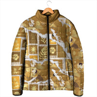 Hawaii Japanese Culture Gold Padded Jacket Spring Cranes Aloha Pattern