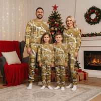 Hawaii Japanese Culture Gold Christmas Pajama Set Spring Cranes Aloha Pattern LT01 - Polynesian Pride
