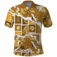 Hawaii Japanese Culture Gold Polo Shirt Spring Cranes Aloha Pattern